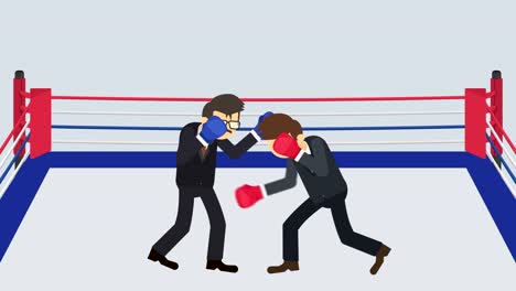 Business-man-battle-in-boxing-gloves.-Business-competition-concept.-Loop-illustration-in-flat-style.