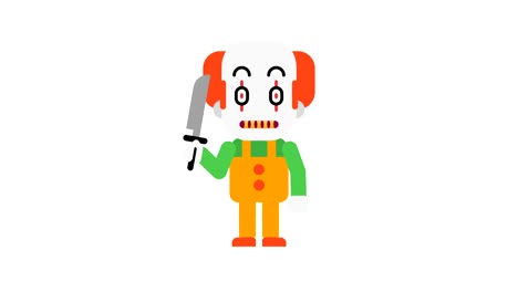 Clown-wütend-stampfenden-und-Zähne-Knirschen.-Halloween-Figur.-Alpha-Kanal.