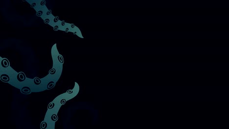 Plantilla-de-fondo-de-Halloween,-kraken-monstruo-tentáculos-concepto-diseño-ilustración-sobre-fondo-negro-sin-fisuras-bucle-de-animación-4K,-con-espacio-de-copia