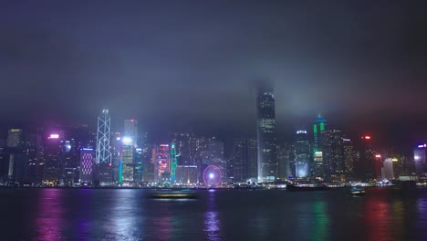 4K-UHD-larga-exposición-Time-lapse-de-la-bahía-de-Hong-Kong-en-la-noche