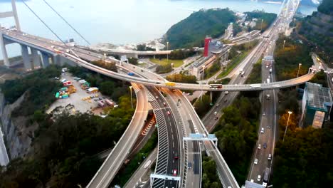 Aerial-view-traffic-on-highway.