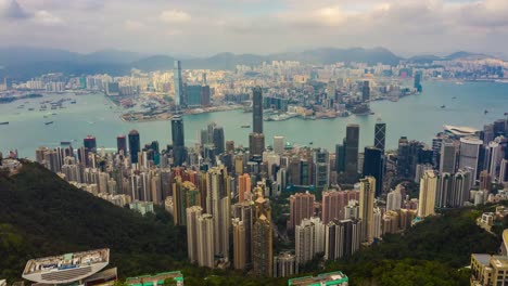 Blick-Punkt-downtown-harbour-Hill-Antenne-Timelapse-Panorama-4k-Hongkong