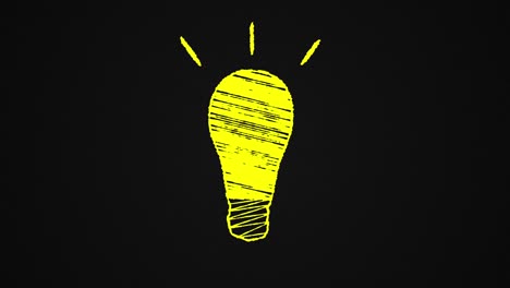 glowing-lightbulb-drawn-on-a-blackboard,-idea,-hand-drawn-animation-4K