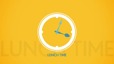 Almuerzo-de-tiempo-reloj-símbolo-de-animación-con-pantalla-plana