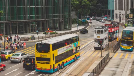 Lapso-de-tiempo-de-atasco-de-tráfico-de-la-calle-en-Hong-Kong