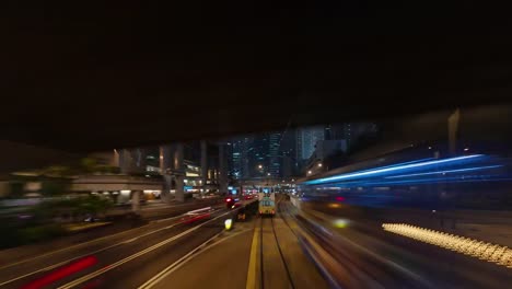 Nacht-Licht-Straßenbahn-Road-trip-4-k-Zeitraffer-von-Hong-Kong-city