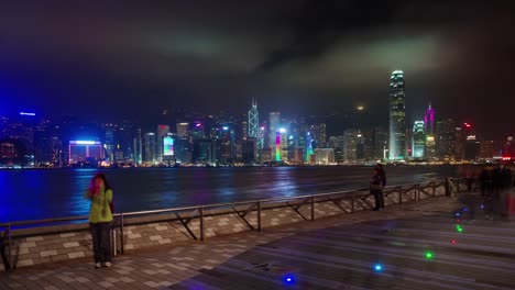 Nachtlicht-zu-Fuß-Bucht-Panorama-4-k-Zeitraffer-aus-Hong-Kong-china