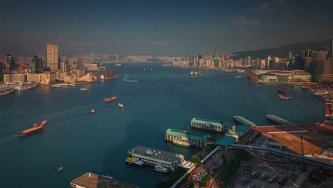 ciudad-luz-día-Bahía-4-k-tiempo-transcurrido-desde-la-azotea-de-hong-kong