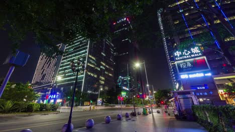 China-noche-luz-shenzhen-ciudad-centro-tráfico-calle-4-k-lapso