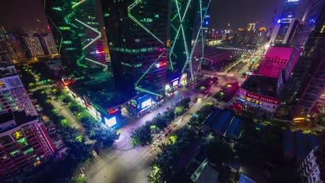 china-shenzhen-night-light-traffic-street-roof-top-view-4k-time-lapse