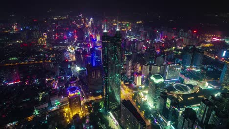 panorama-de-alta-vista-ciudad-China-noche-shenzhen-luz-4k-lapso-de-tiempo