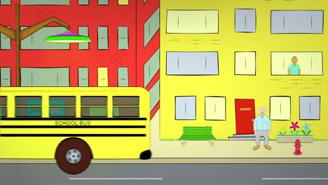Autobús-de-la-escuela-ciudad-recolección
