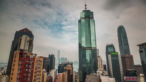 China-hong-kong-city-negocios-bloque-espejo-edificio-4-k-tiempo-transcurrido