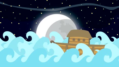 Noahs-Ark-Sailing-In-The-Sea-On-A-On-A-Starry-Night-Background