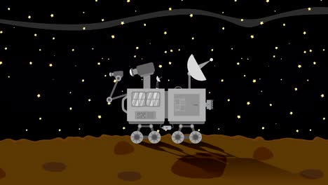 Raum-Rover-auf-dem-Planeten-Mars-in-der-Nacht