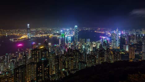 China-Nacht-Licht-Hong-Kong-Golf-Stadtpanorama-4k-Zeitraffer