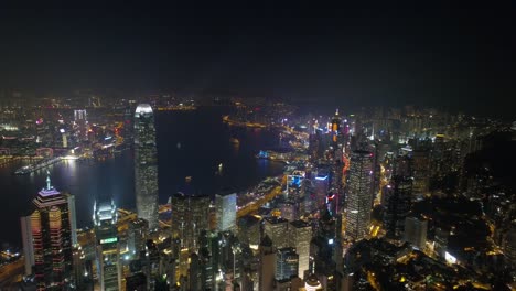 China-noche-luz-famoso-hong-kong-ciudad-Bahía-aérea-panorama-4k