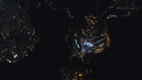 China-iluminación-hong-kong-Costa-Bahía-famosa-aérea-vista-de-noche-de-4k