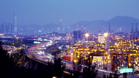 Busy-City-Day-to-Night.-Sunset-Timescape.-Hong-Kong.--4K.