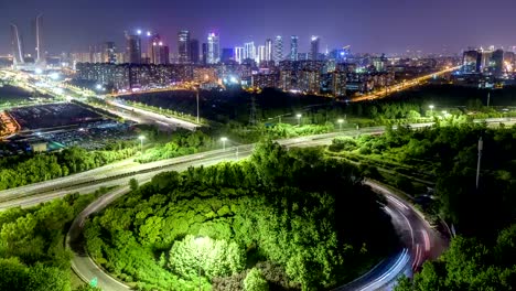 Zeit-Ablauf-von-NanJing-HeXi-Neustadt-in-der-Nacht