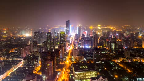 Lapso-de-tiempo-del-paisaje-urbano-en-la-noche-de-nanjing,-china