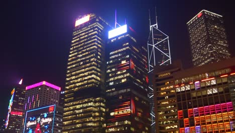 China-noche-iluminación-hong-kong-ciudad-Centro-Plaza-panorama-4k
