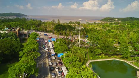 China-Sonnentag-Zhuhai-Stadt-berühmte-Bucht-Verkehr-Streeet-Stadtbild-aerial-Panorama-4k-Zeitraffer