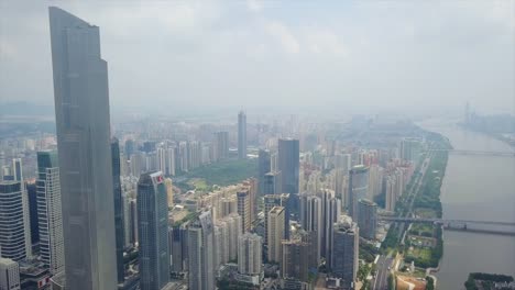 China-Guangzhou-Stadt-Innenstadt-Ctf-berühmte-Gebäude-Perlfluss-aerial-Panorama-4k