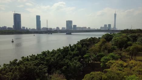 día-tiempo-guangzhou-ciudad-Ribera-centro-Parque-panorama-aéreo-4k-china