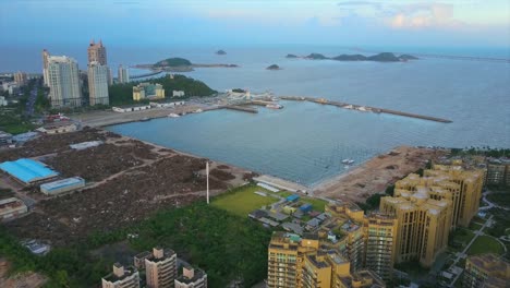 Tag-Zeit-Zhuhai-Stadt-Bau-industrieller-Bucht-Luftbild-Panorama-4k-china