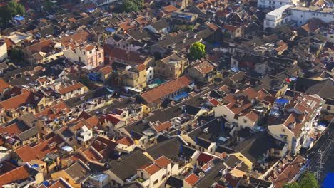 sonniger-Tag-shanghai-Stadt-alten-Block-auf-dem-Dach-Panorama-4k-China