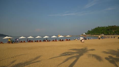 Tag-Zeit-Zhuhai-Strand-entspannen-Zone-Palm-Schatten-Panorama-4k-china