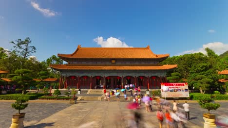 China-Sonnentag-Zhuhai-berühmte-neue-Yuan-Ming-Park-Panorama-4k-Zeitraffer