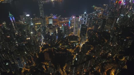 china-de-panorama-aéreo-Bahía-centro-4k-de-hong-kong-luz-noche