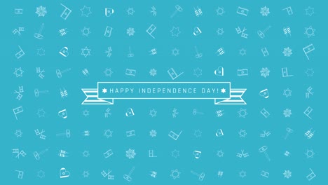 Israel-Independence-Day-holiday-flat-design-animation-background-with-traditional-outline-icon-symbols-and-english-text