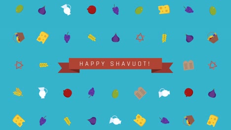 Fondo-de-animación-Shavuot-fiesta-diseño-plano-con-símbolos-tradicionales-y-texto-en-inglés