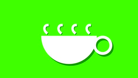 dampfend-heißes-Getränk-Kaffee-Tee-Animationsschleife,-grünen-Hintergrund-Bildschirm