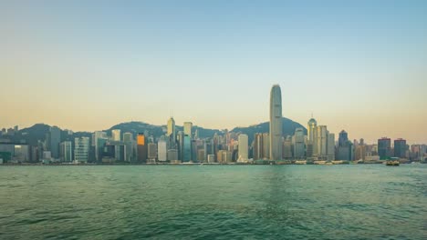 Zeitraffer-Video-von-Hong-Kong-Skyline-mit-Victoria-Harbour-in-Hong-Kong-Stadt-Timelapse