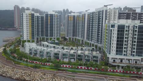 Drone-footage-of-Tseung-Kwan-O-City,-Hong-Kong