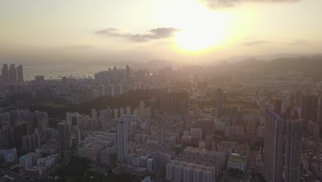 Aerial-view-footage-of-Kowloon-District-in-Hong-Kong