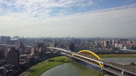 taiwan-taipei-city-sunny-day-traffic-river-bridge-aerial-panorama-4k