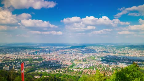 Schweiz-Zürich-See-berühmte-Uetliberg-Top-Aussichtspunkt-Stadtbild-Panorama-4k-Zeitraffer