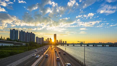 Timelapse-en-Seúl-Skyline,-Corea-del-sur