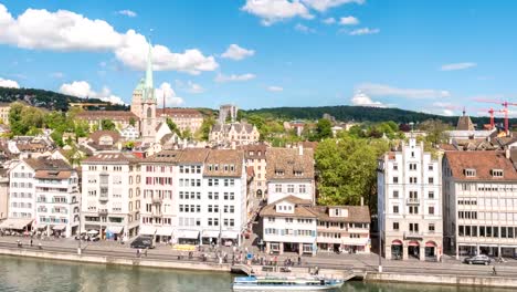 Zurich-Switzerland-time-lapse-4K,-aerial-view-city-skyline-timelapse-from-Lindenhof