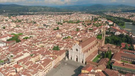 Florence-aerial-cityscape-view-on-the-old-town-with-Santa-Croce-church-and-Santa-Croce-Plazza-in-Italy.-4K-drone-vide.