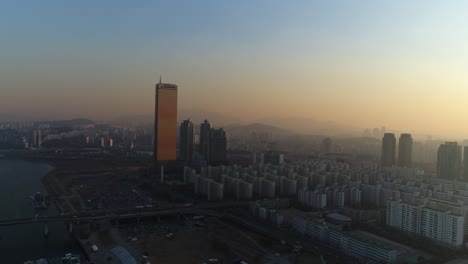 Aerial-of-Seoul,-South-Korea