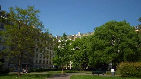 sunny-day-geneva-city-living-block-backyard-square-panorama-4k-switzerland