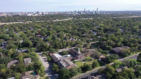 Aerial-of-Tarrytown-near-Austin,-Texas