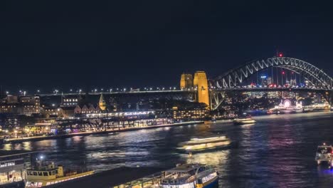 Zeitraffer-der-Sydney-Harbour-Bridge-bei-Nacht