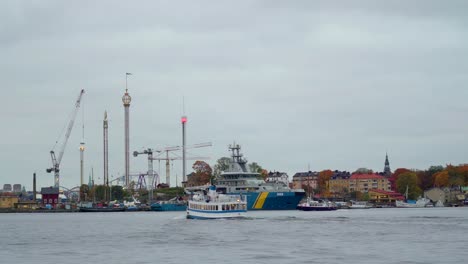 Passing-through-the-big-coast-guard-ship-in-Stockholm-Sweden